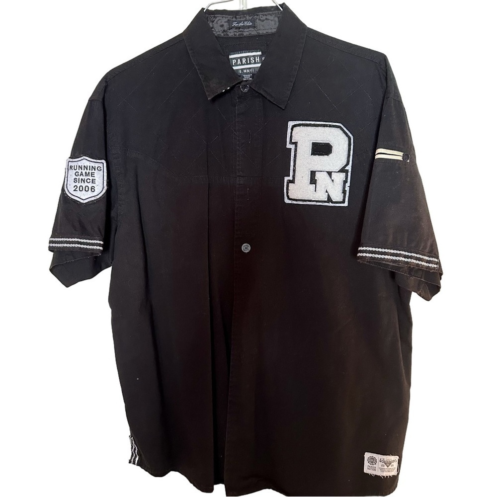 Parish Nation Shirt Mens XL Black Logo Embroidered Hip Hop Casual Cotton Vintage